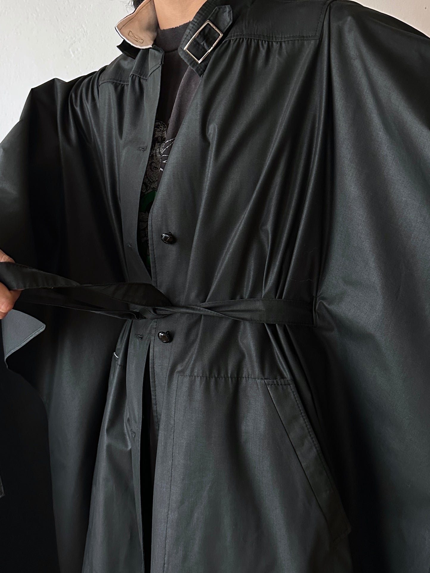 diolen black coat jacket  poncho 1970s 70s 1970's 70's