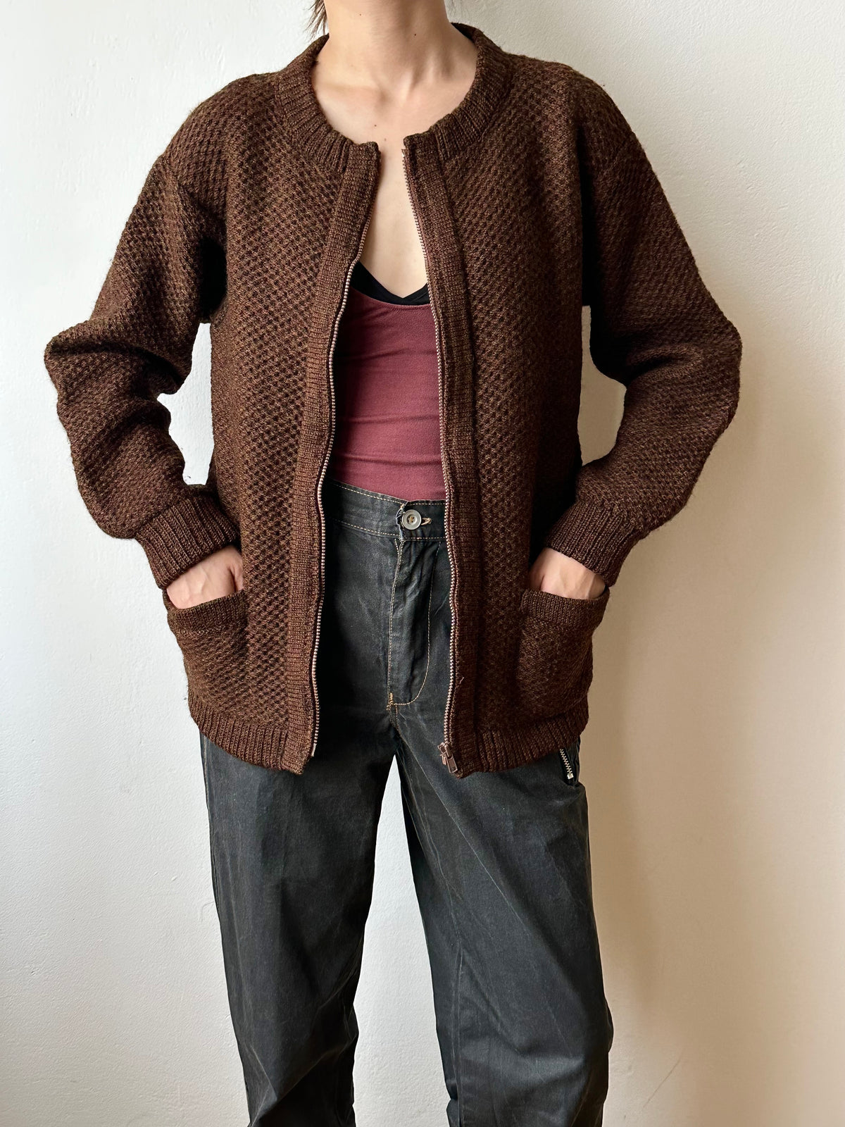 80s wool zip jacket