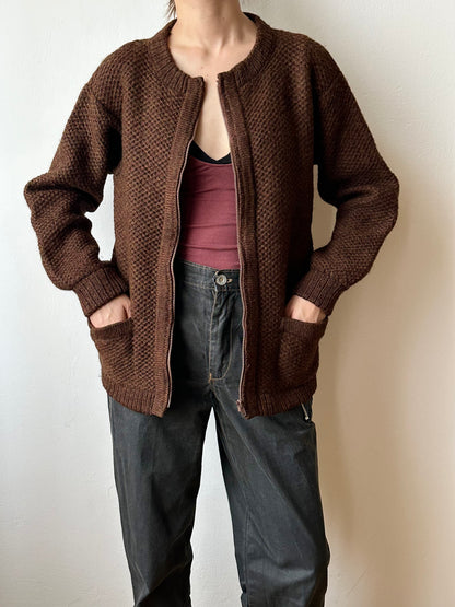 80s wool zip jacket