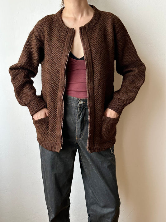80s wool zip jacket