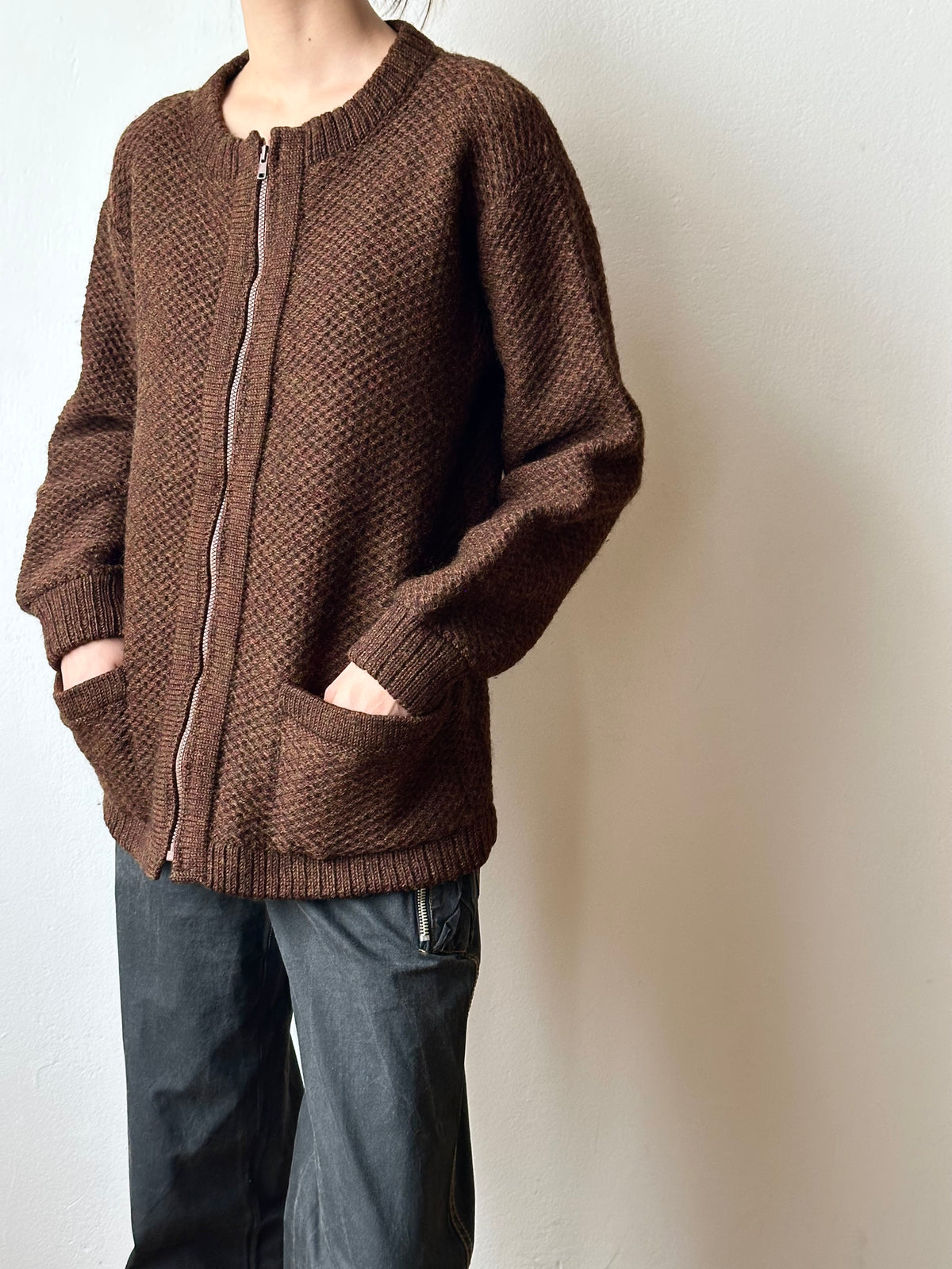 80s wool zip jacket