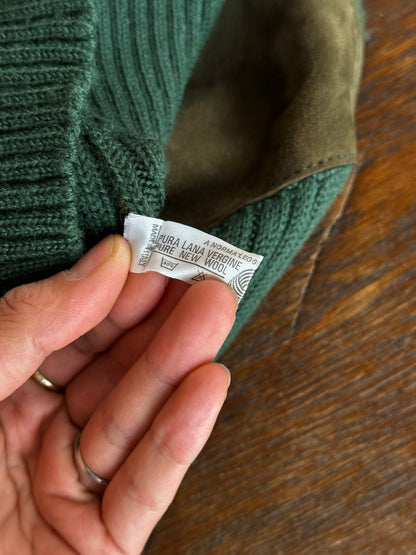 Suede/Wool knit zip-up jacket