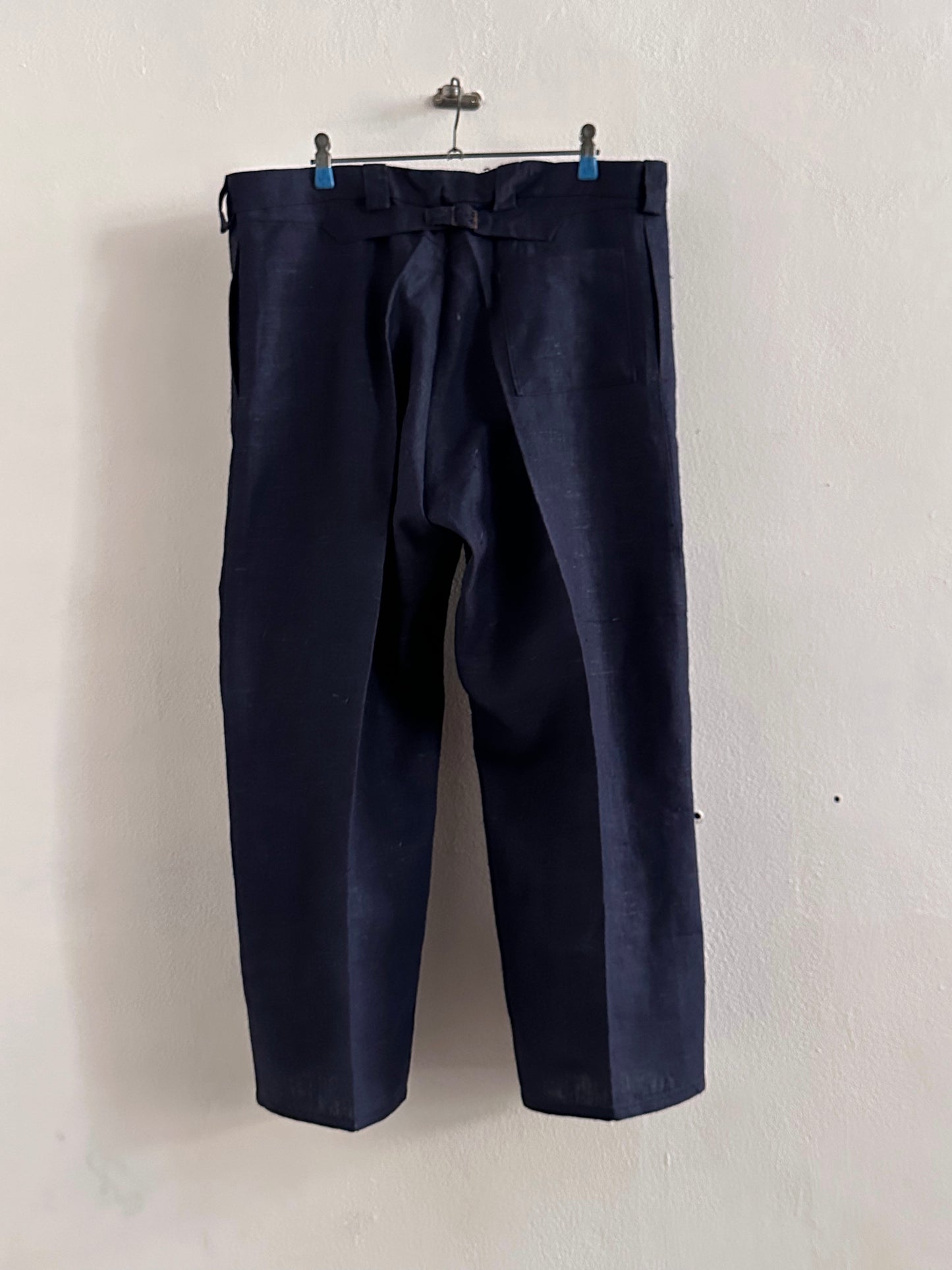 1920s Belgian indigo linen work trousers