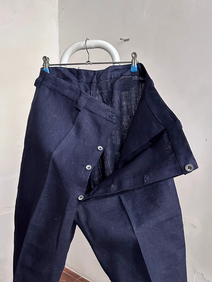1920s Belgian indigo linen work trousers