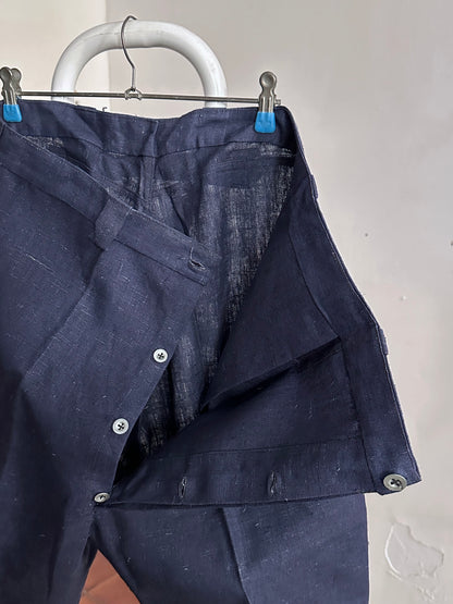 1920s Belgian indigo linen work trousers