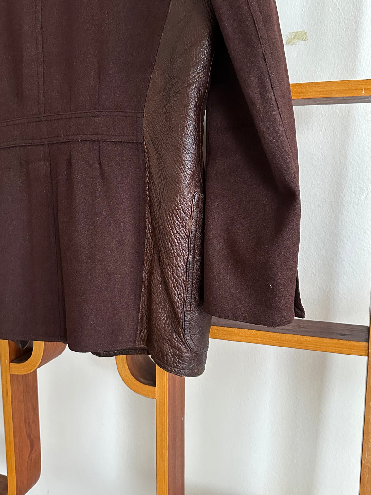 Unknown leather and wool tailored jacket pre 1960s