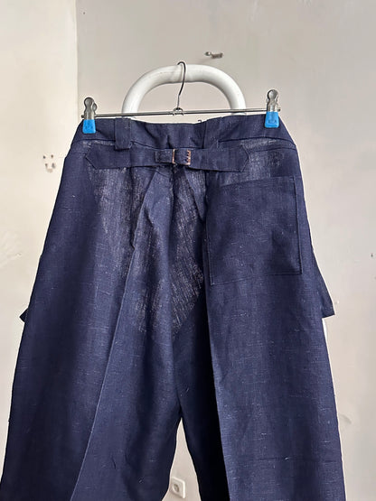 1920s Belgian indigo linen work trousers