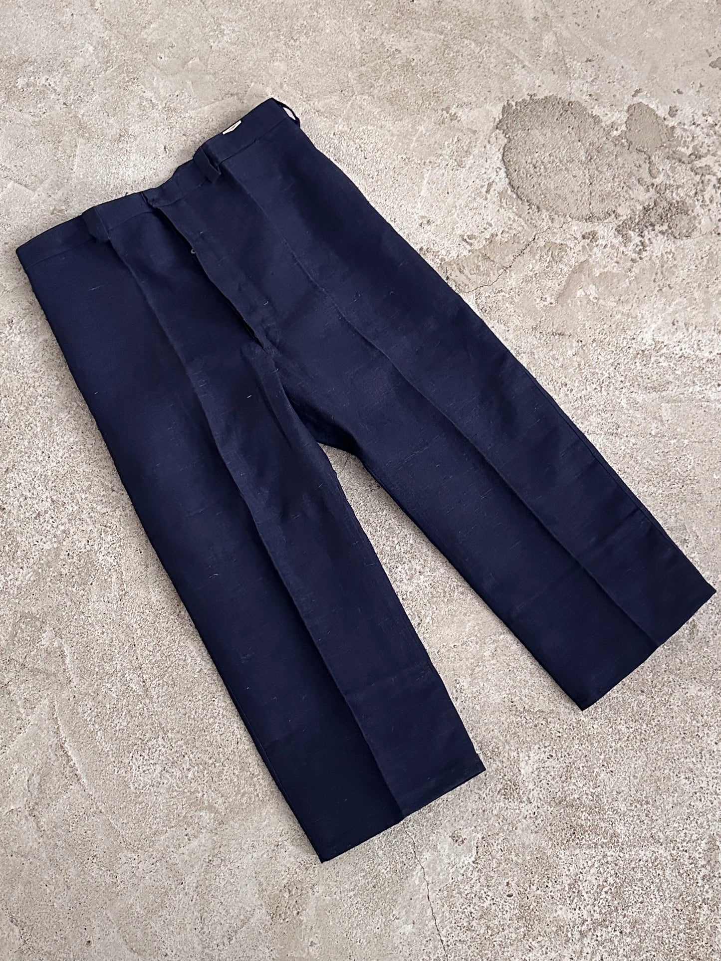 1920s Belgian indigo linen work trousers