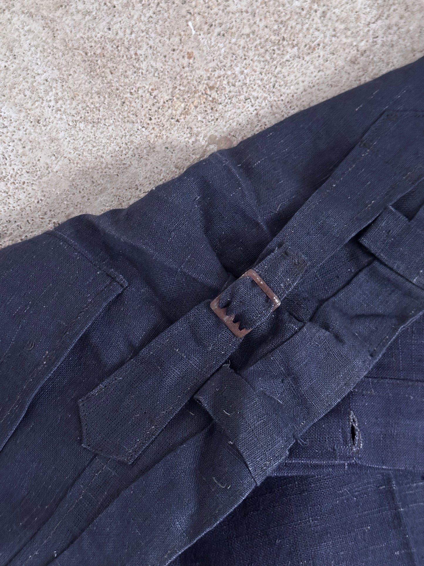 1920s Belgian indigo linen work trousers