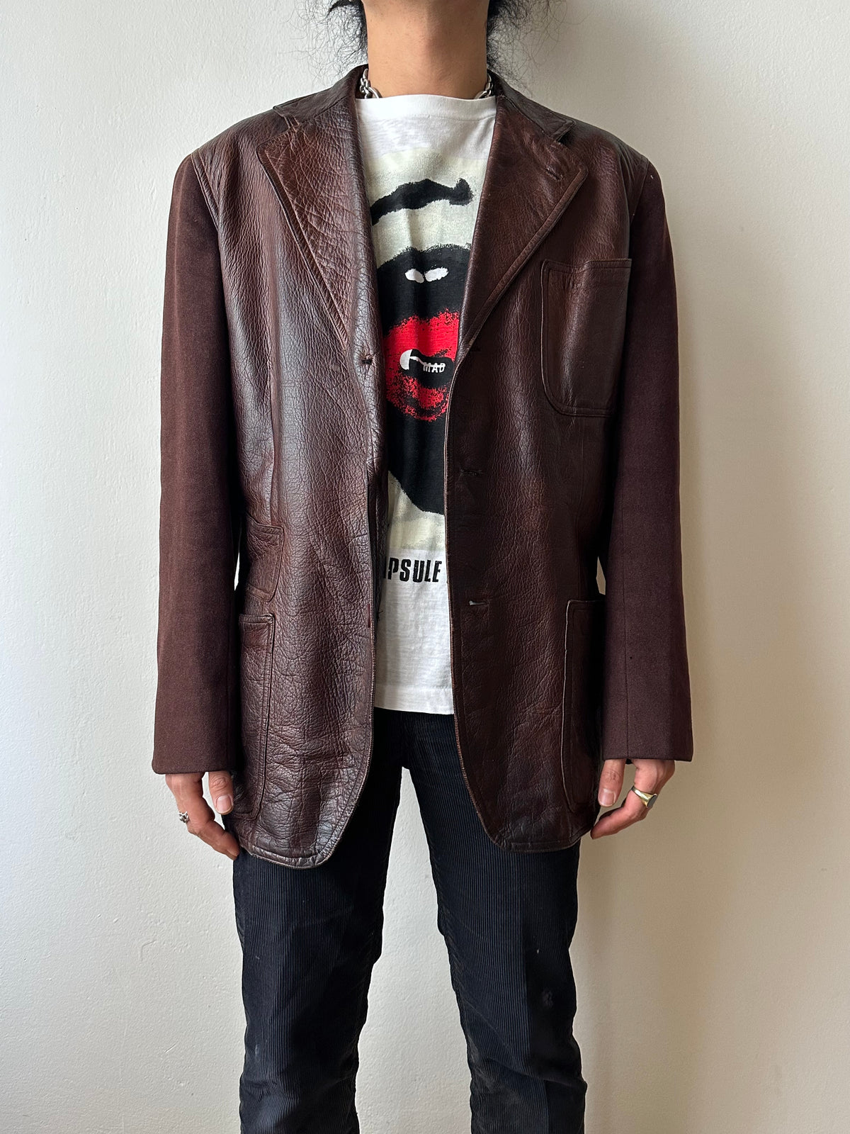 Unknown leather and wool tailored jacket pre 1960s