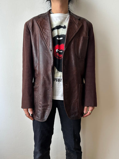 Unknown leather and wool tailored jacket pre 1960s