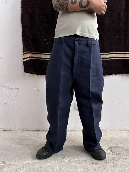 1920s Belgian indigo linen work trousers