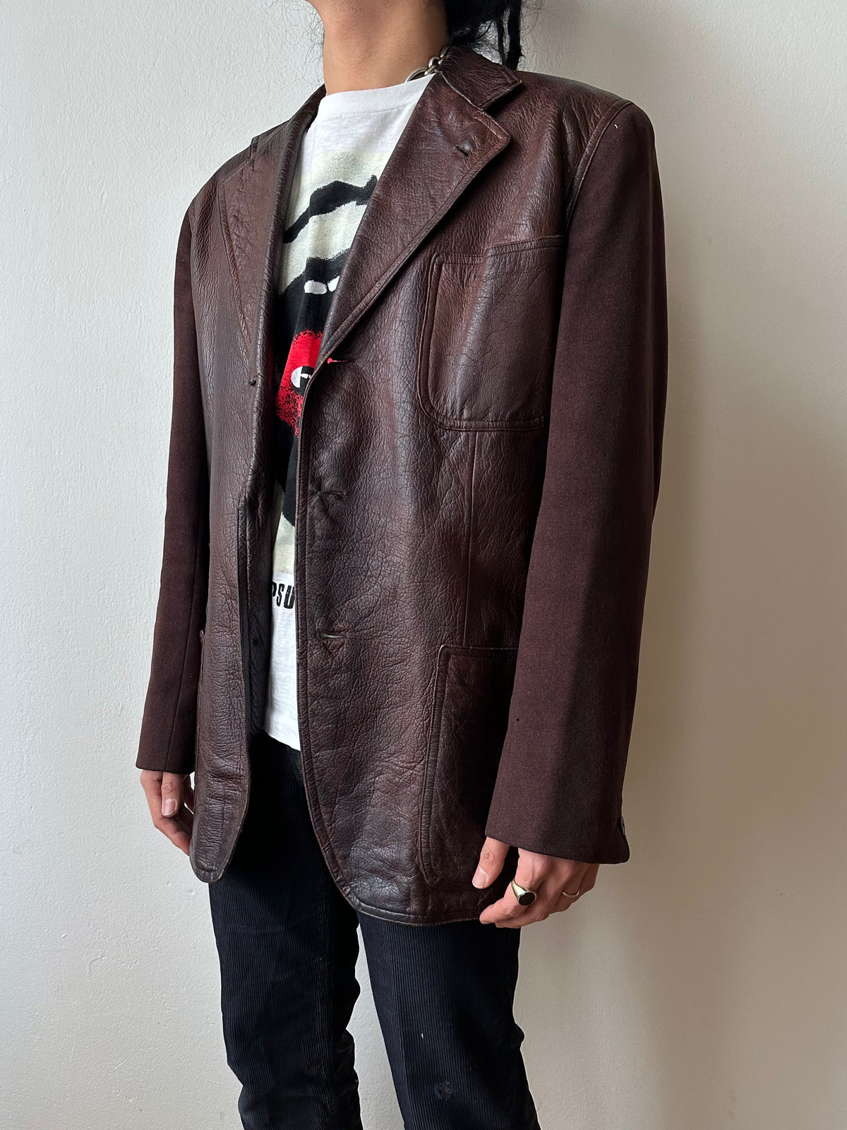 Unknown leather and wool tailored jacket pre 1960s