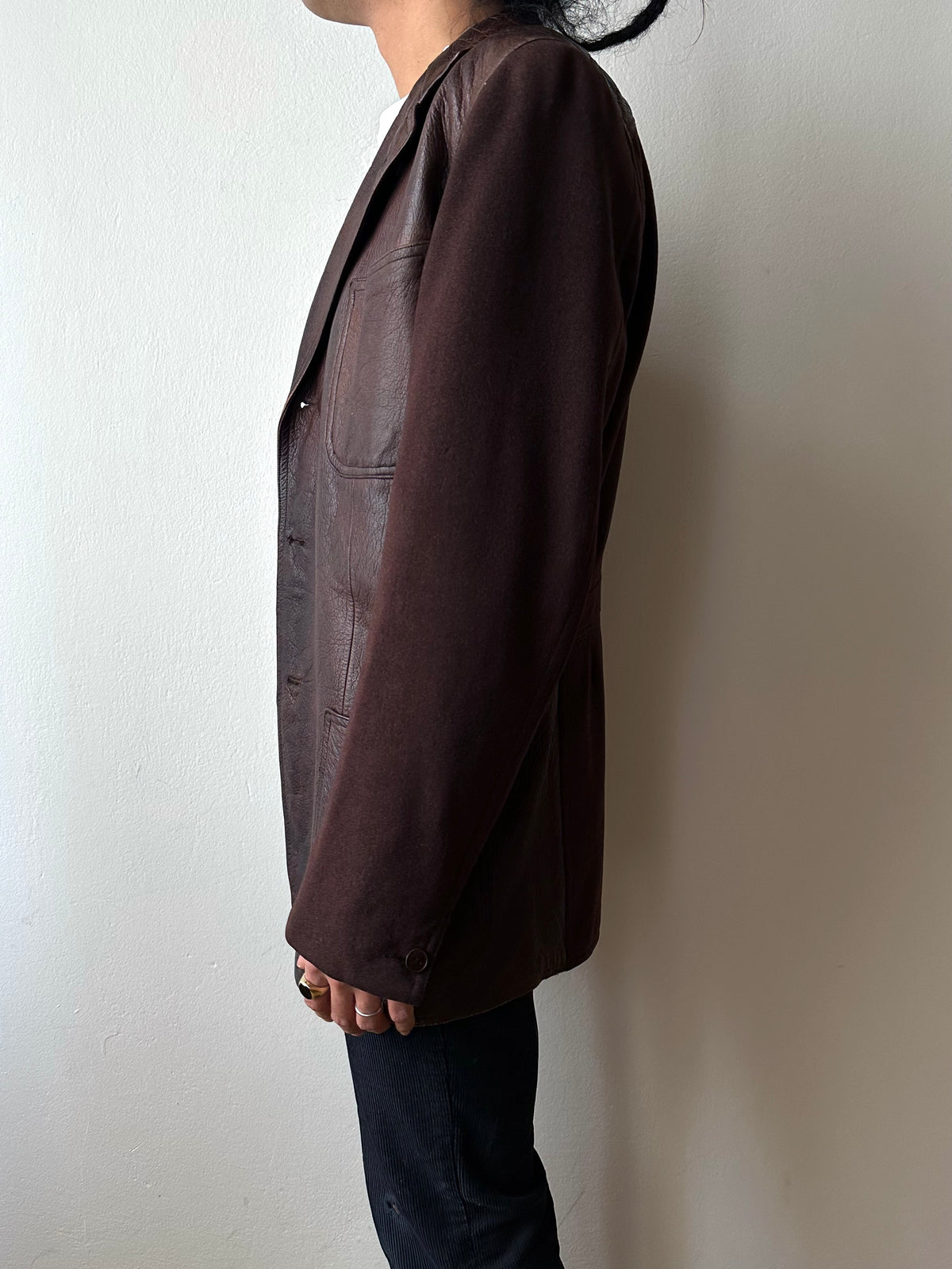 Unknown leather and wool tailored jacket pre 1960s