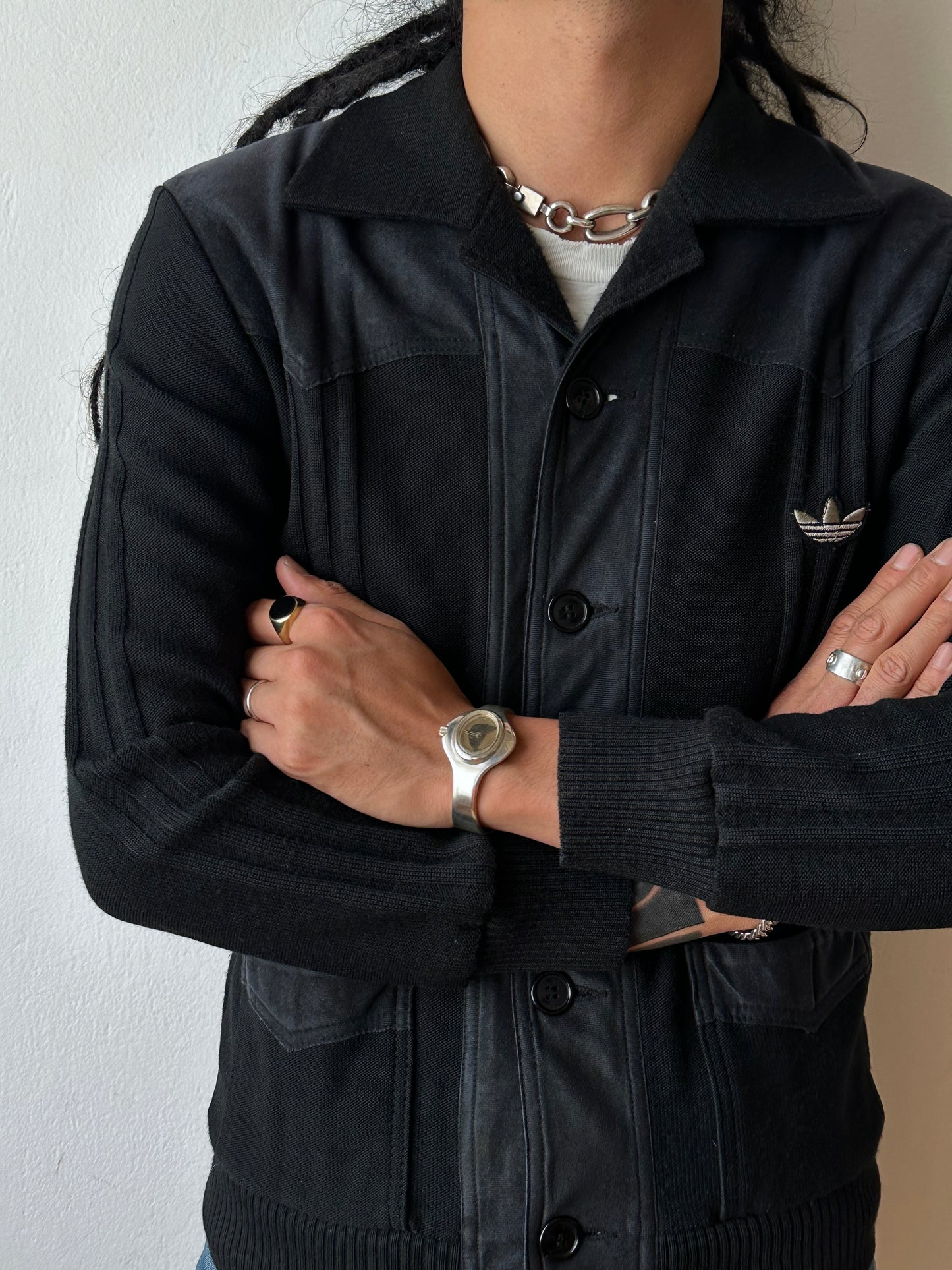 1970s black Adidas track jacket