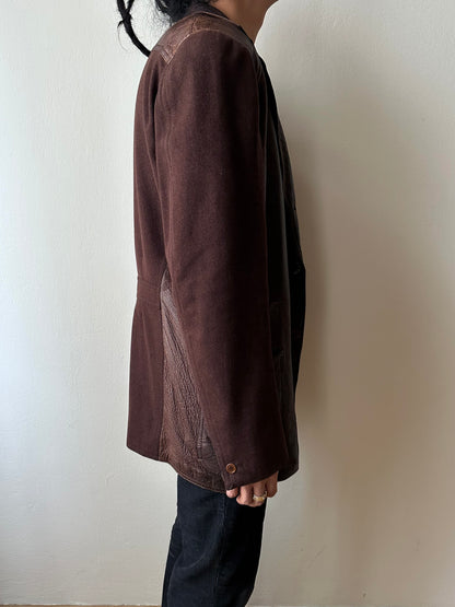 Leather Wool tailored jacket Vintage Czechoslovakia チェコスロバキア Brown 茶色 レザー テーラードジャケット ウール 茶色 Toto Prague プラハ 古着屋 古着 Antique shop Vintage clothing store 古着卸 Showroom 