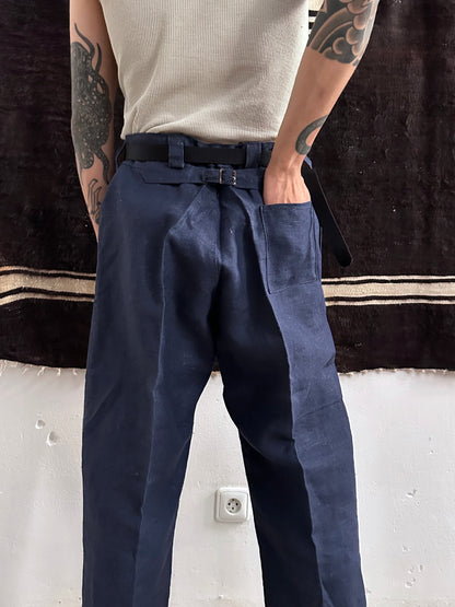 1920s Belgian indigo linen work trousers