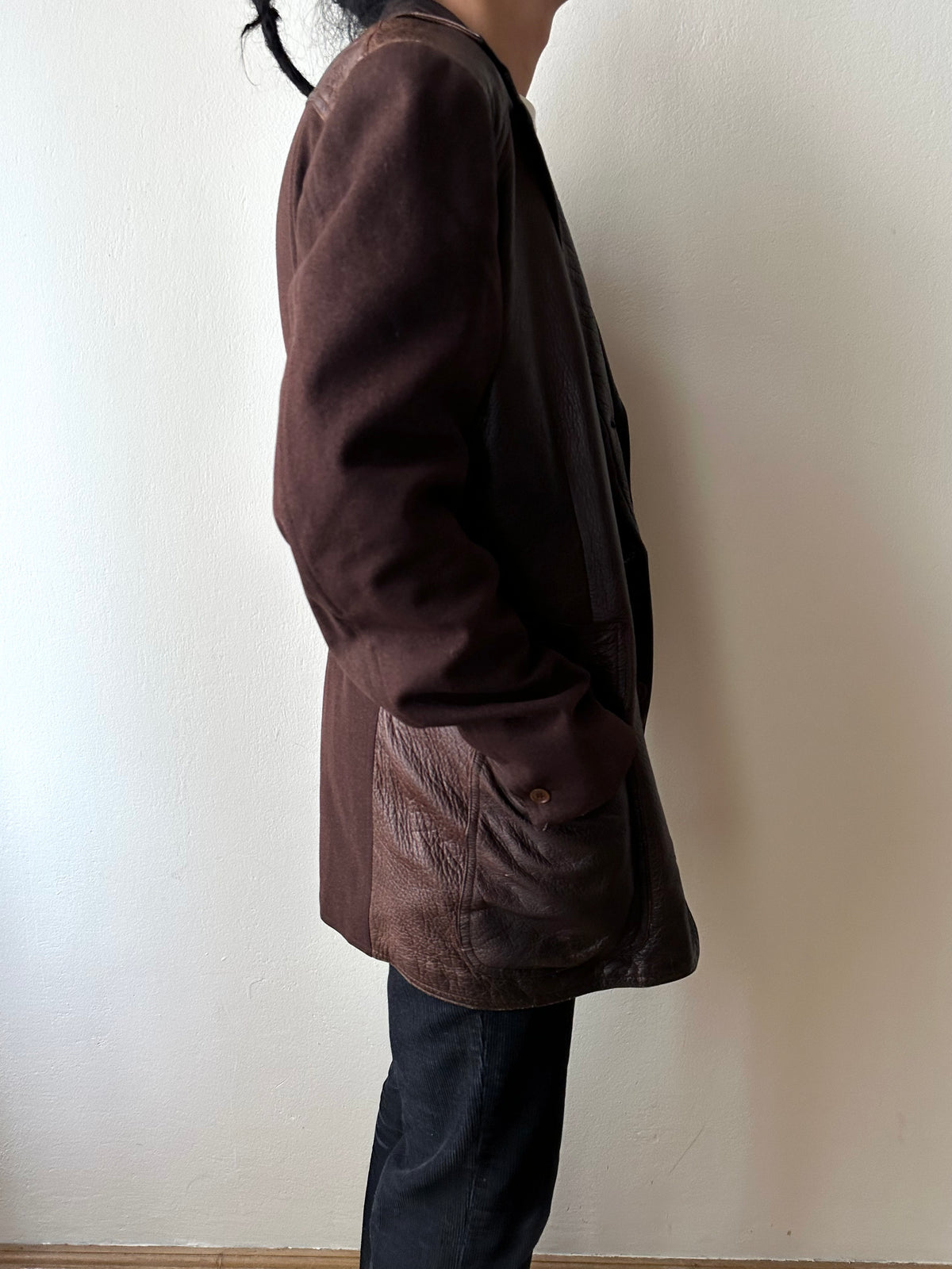 Unknown leather and wool tailored jacket pre 1960s