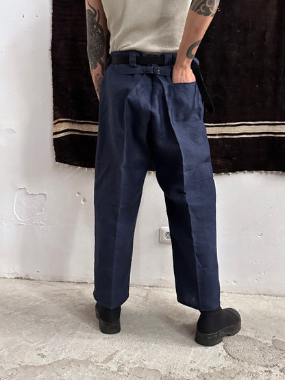 1920s Belgian indigo linen work trousers