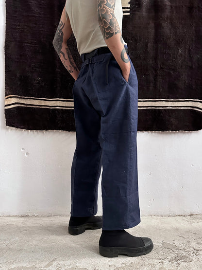 1920s Belgian indigo linen work trousers