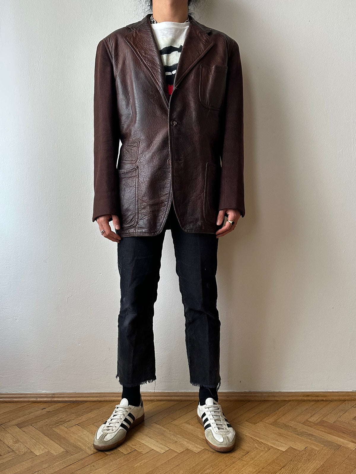 Unknown leather and wool tailored jacket pre 1960s