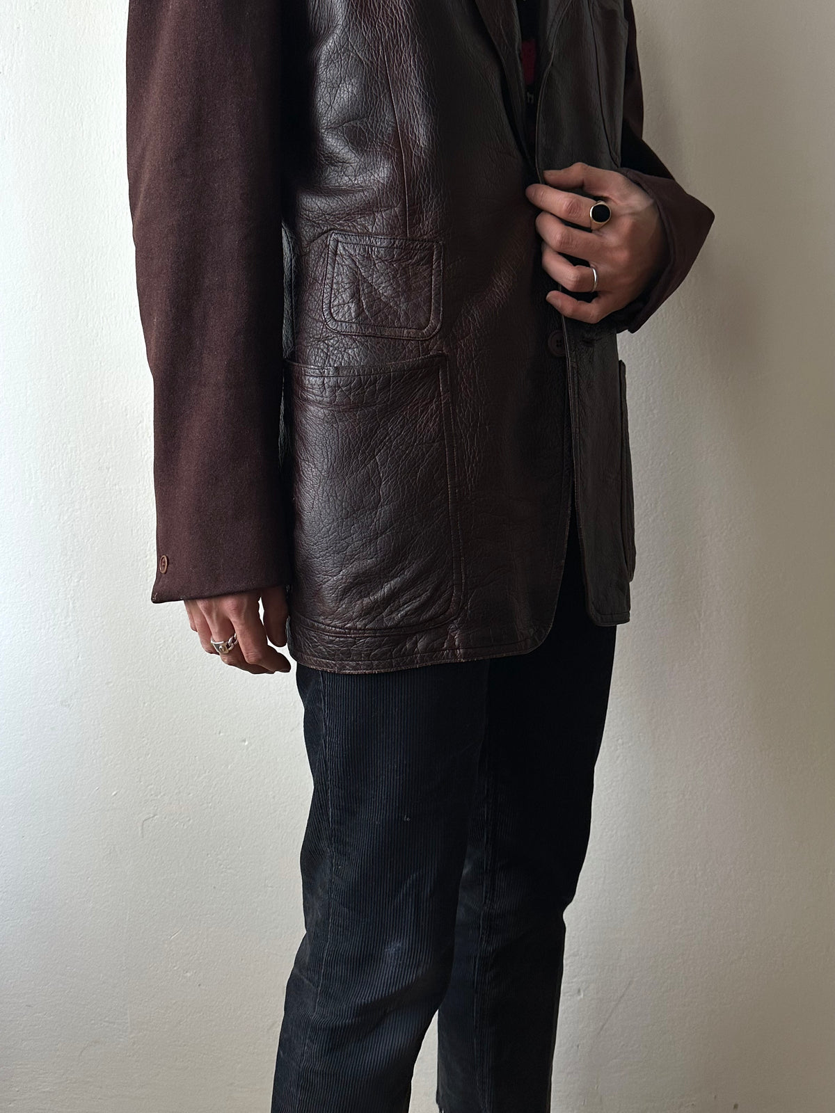 Unknown leather and wool tailored jacket pre 1960s