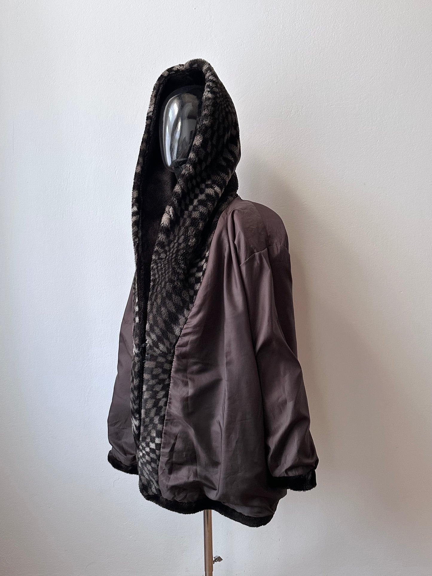 80s hooded fur coat made in France