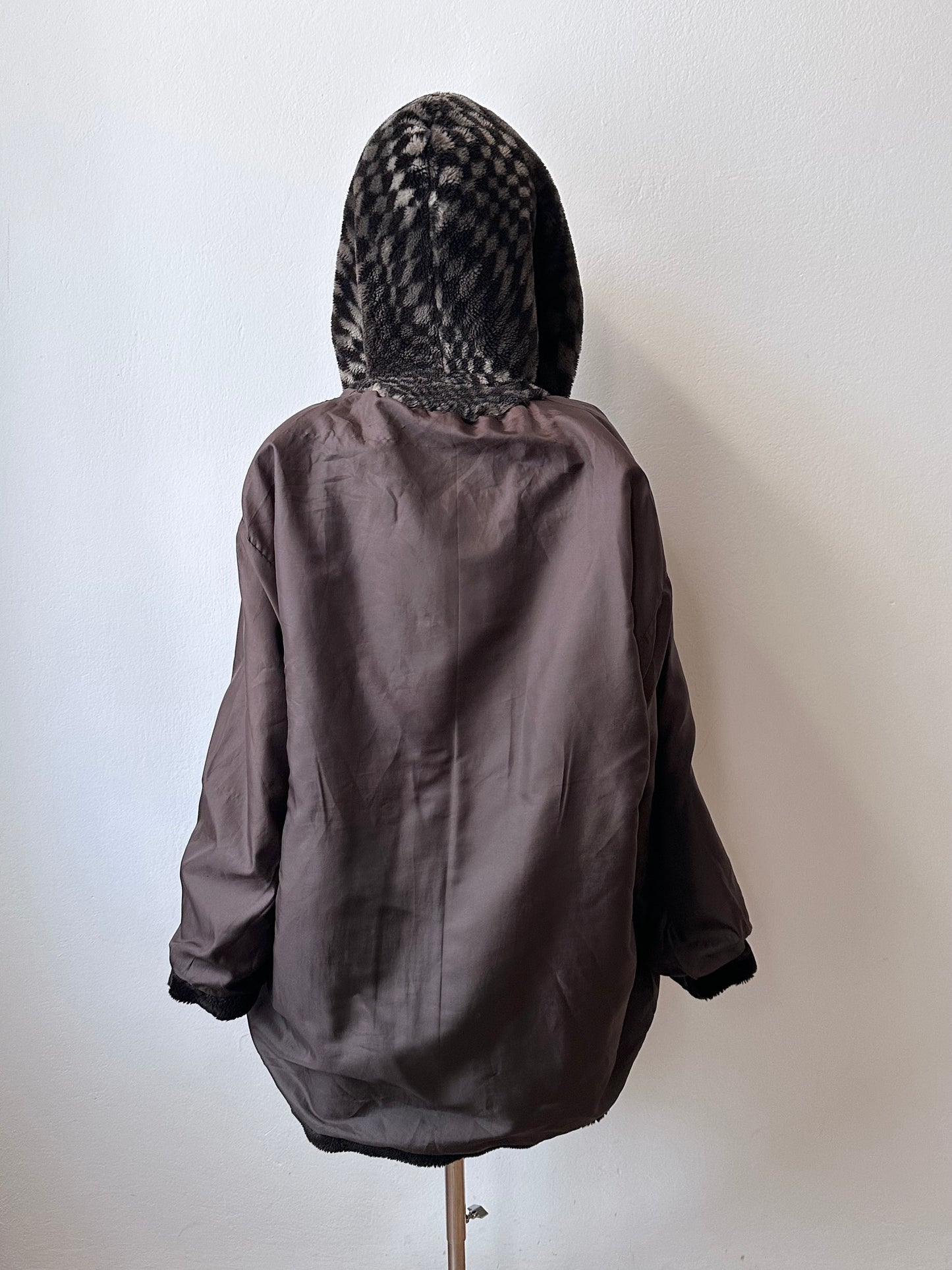 80s hooded fur coat made in France