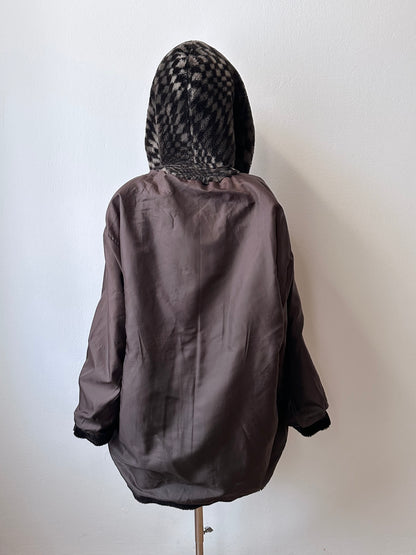 80s hooded fur coat made in France