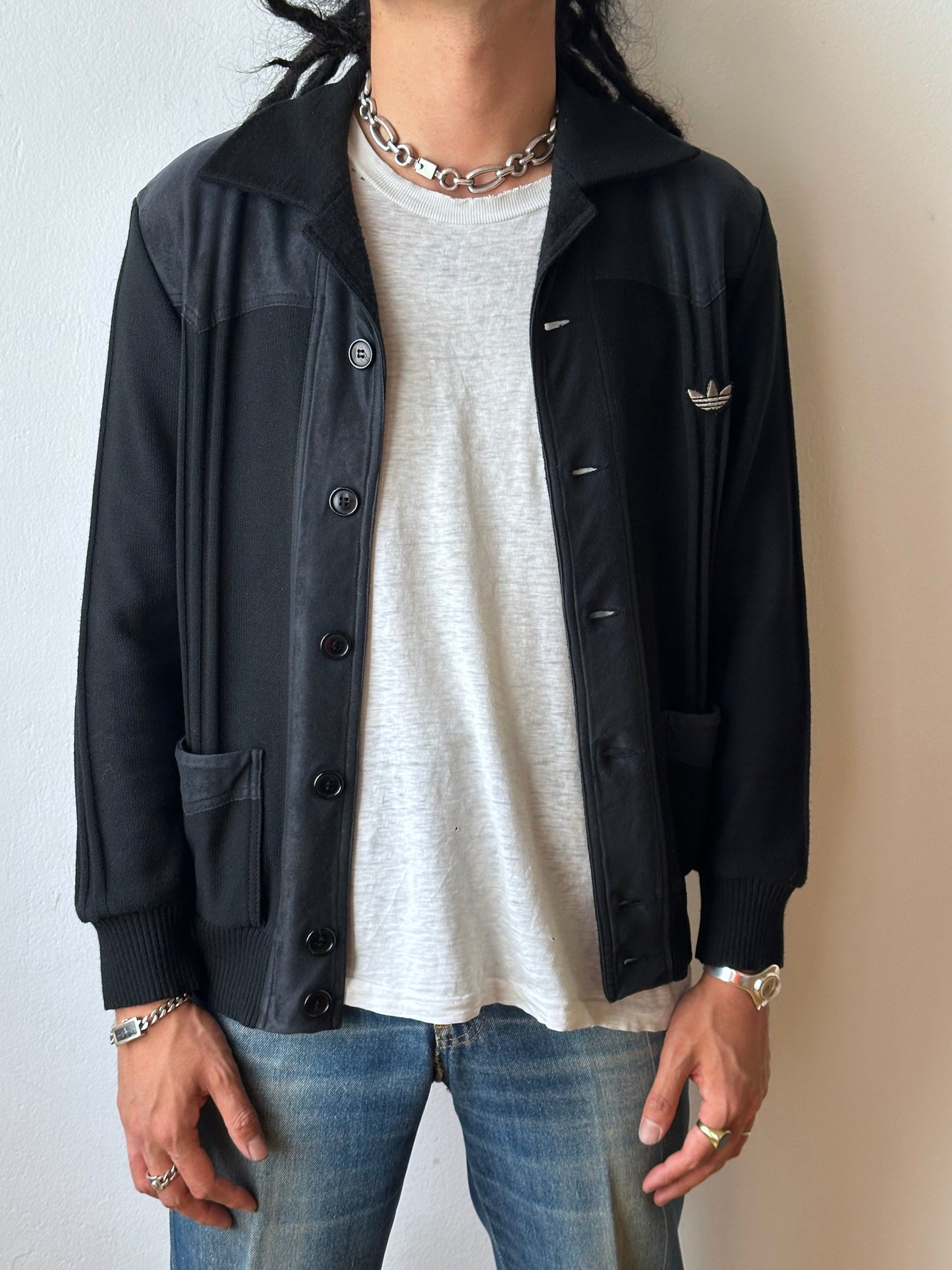 1970s black Adidas track jacket