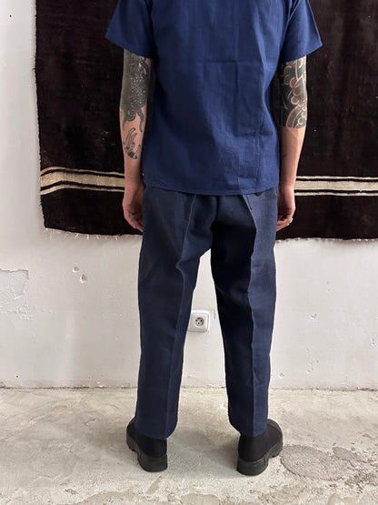 1920s Belgian indigo linen work trousers