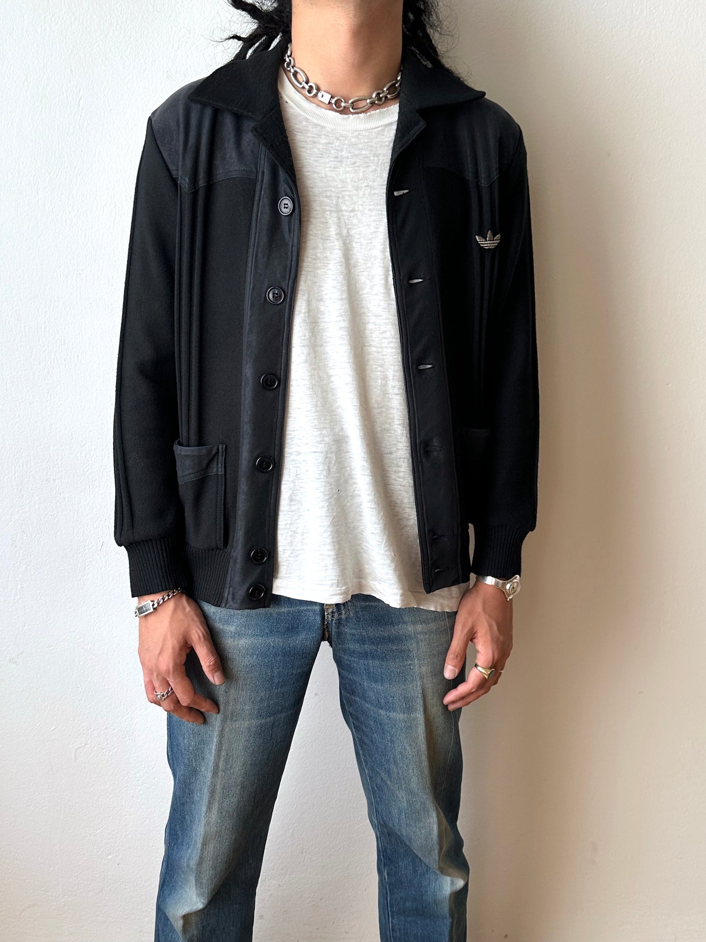 1970s black Adidas track jacket