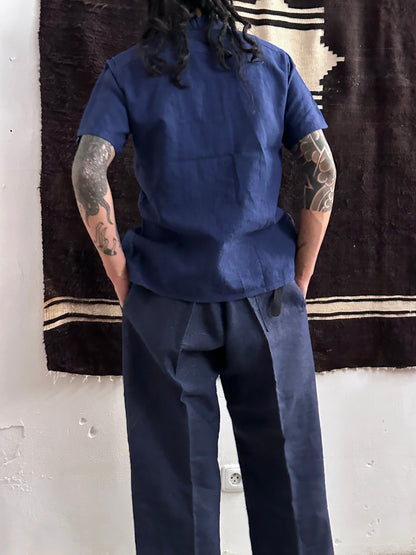 1920s Belgian indigo linen work trousers