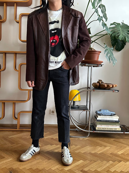 Unknown leather and wool tailored jacket pre 1960s