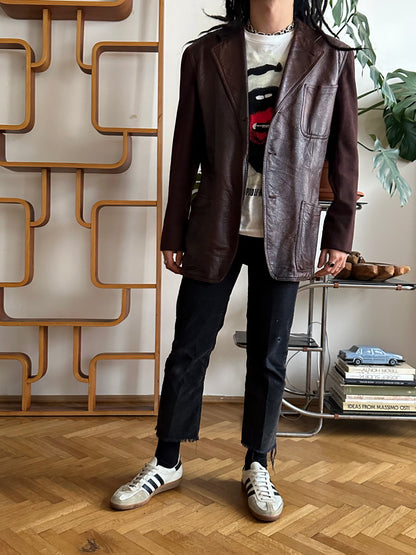 Unknown leather and wool tailored jacket pre 1960s