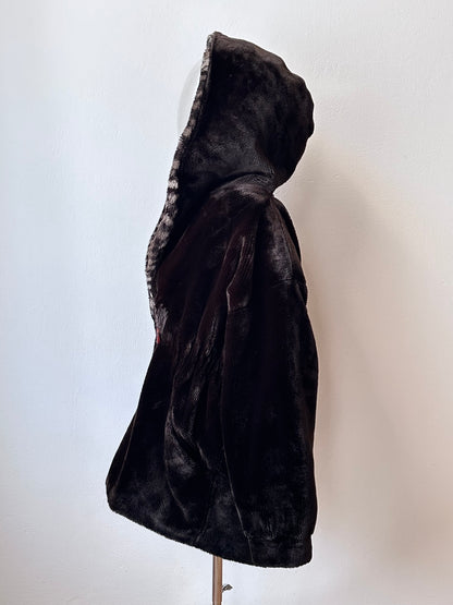 80s hooded fur coat made in France