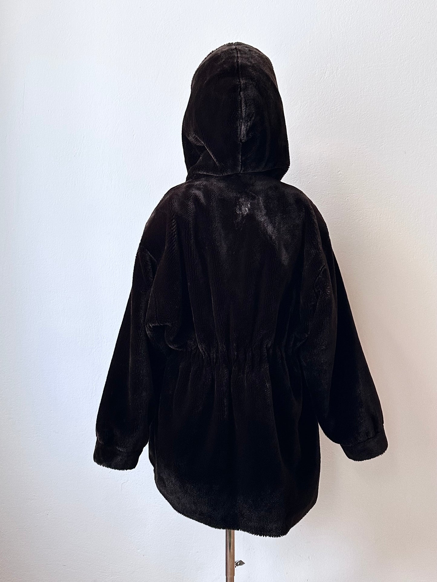 80s hooded fur coat made in France