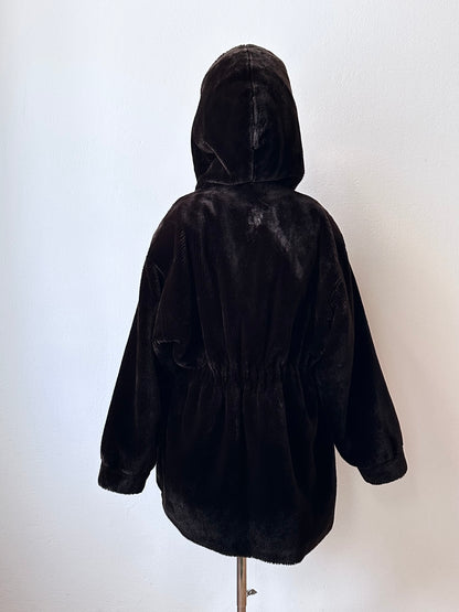 80s hooded fur coat made in France
