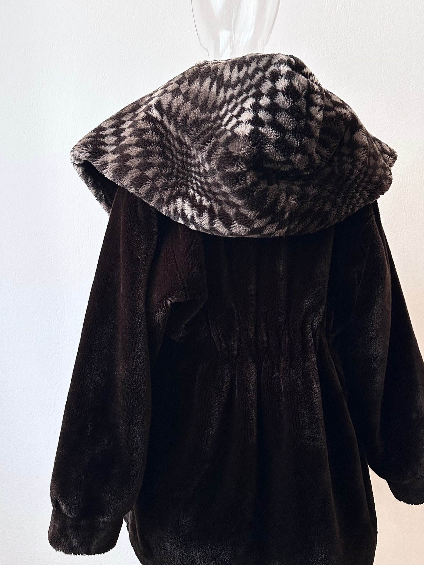 80s hooded fur coat made in France