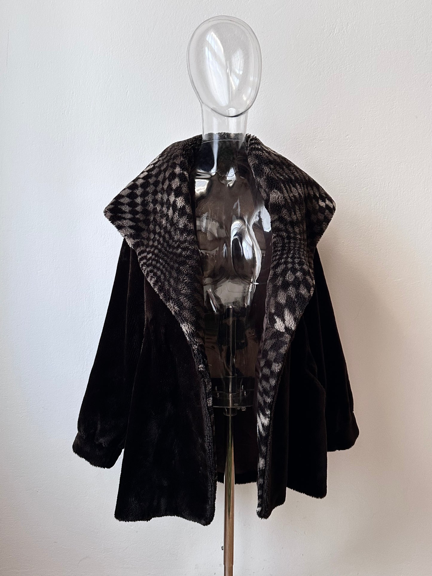 80s hooded fur coat made in France