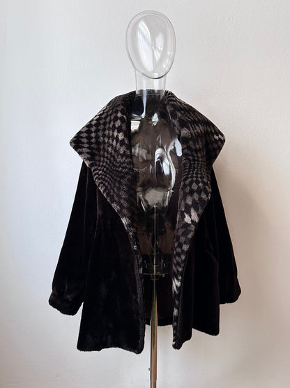 80s hooded fur coat made in France