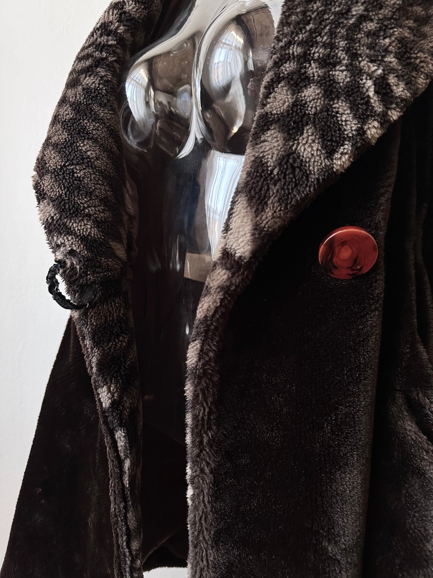 80s hooded fur coat made in France