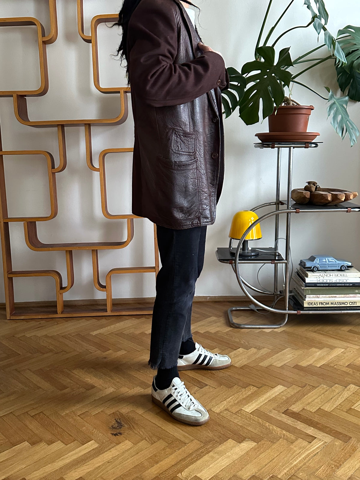 Leather Wool tailored jacket Vintage Czechoslovakia チェコスロバキア Brown 茶色 レザー テーラードジャケット ウール 茶色 Toto Prague プラハ 古着屋 古着 Antique shop Vintage clothing store 古着卸 Showroom 