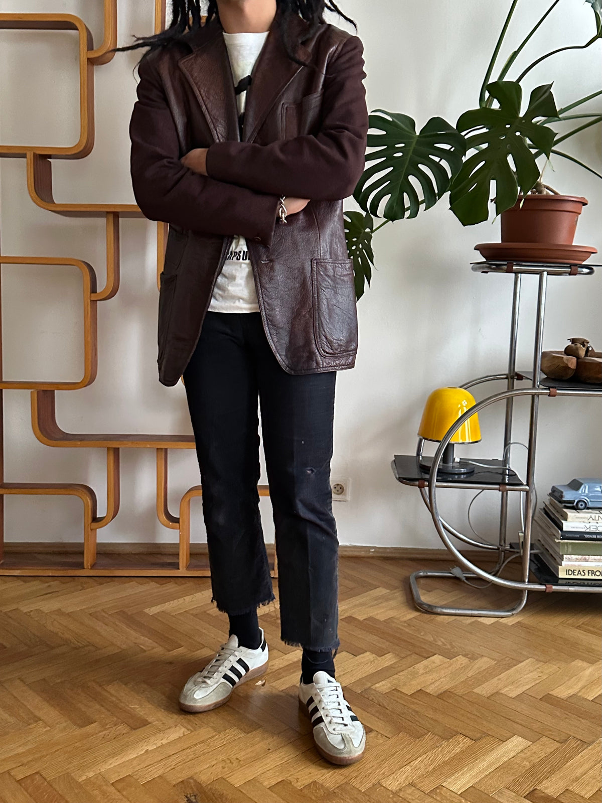 Unknown leather and wool tailored jacket pre 1960s