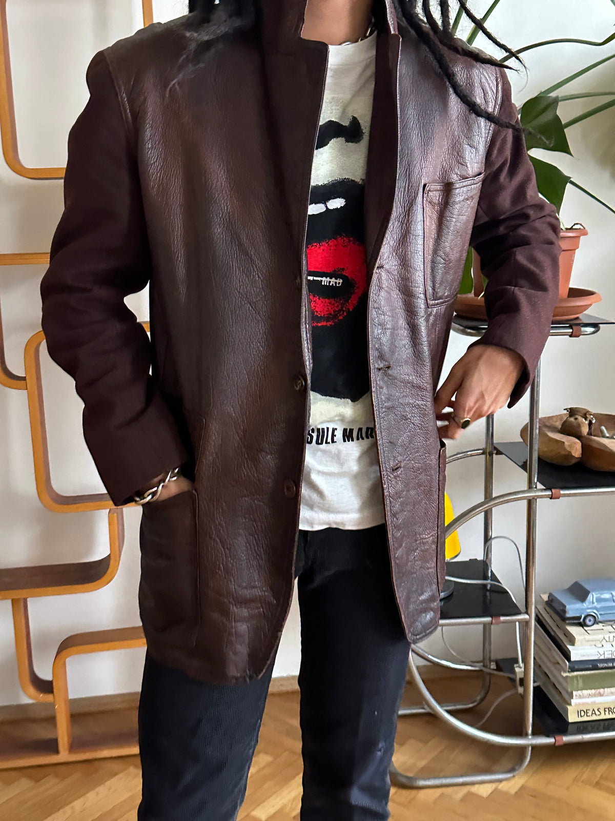 Unknown leather and wool tailored jacket pre 1960s