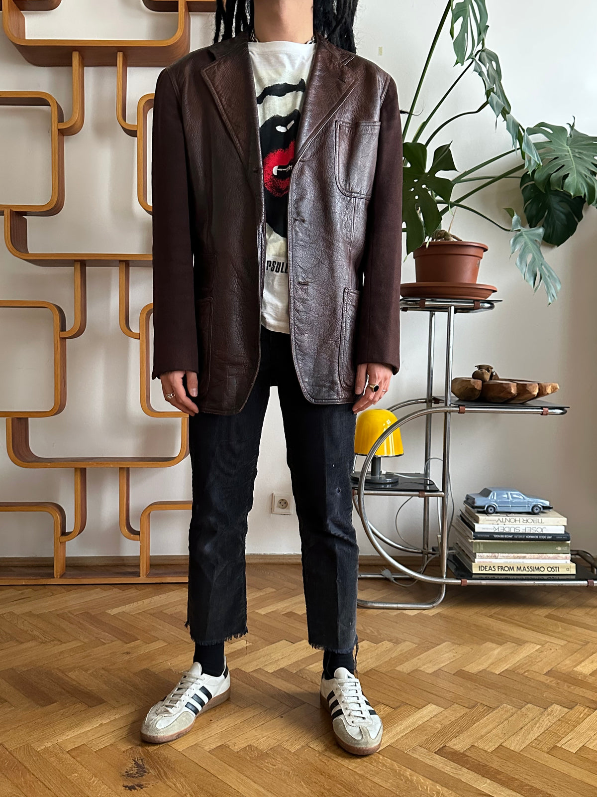 Unknown leather and wool tailored jacket pre 1960s