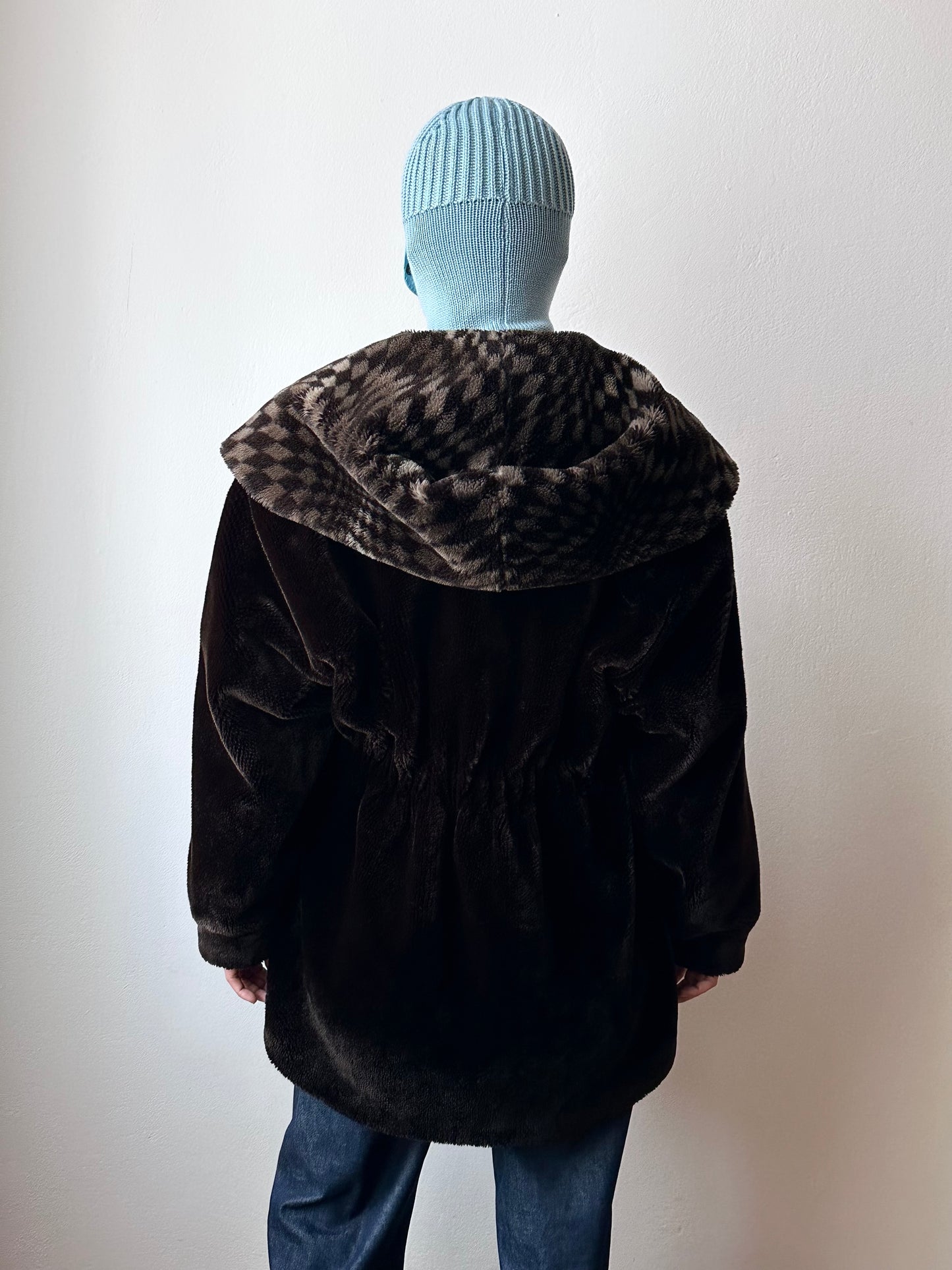 80s hooded fur coat made in France