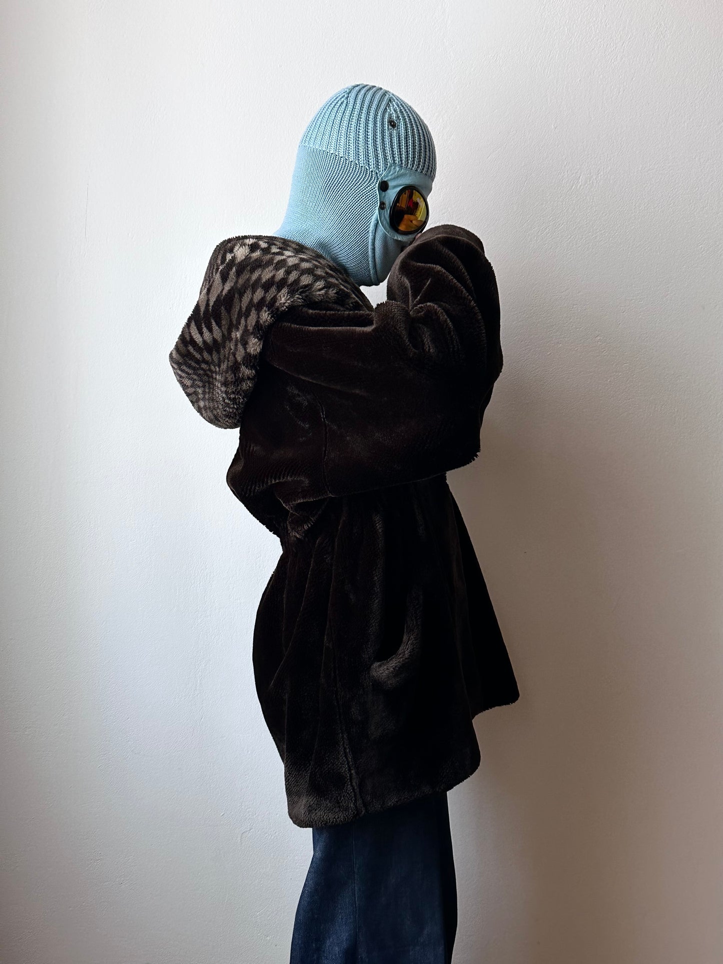 80s hooded fur coat made in France