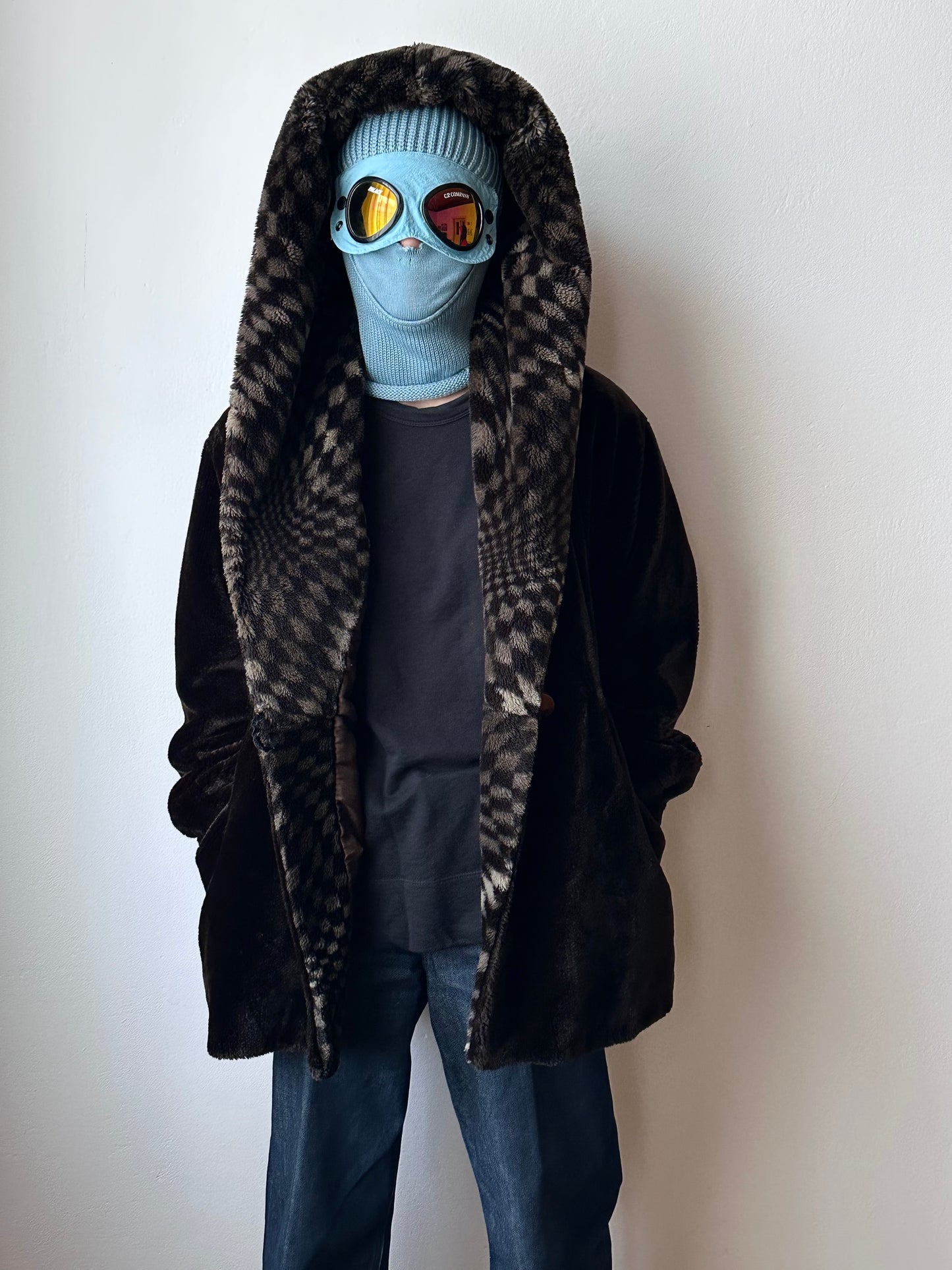 80s hooded fur coat made in France