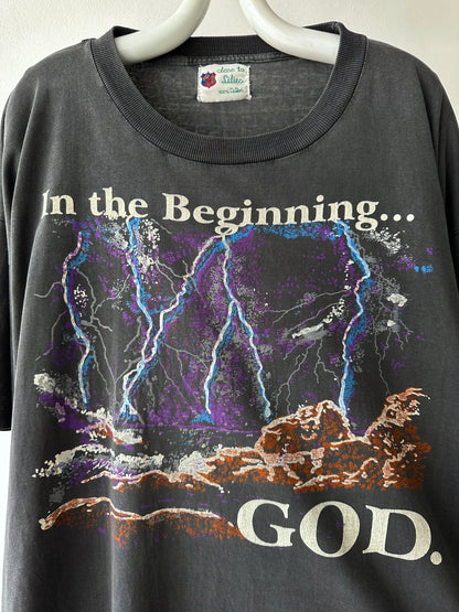 In the beginning god tee. super rare - XL